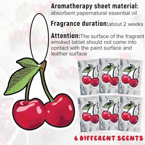 Image of 12 Pcs Cherry Air Freshener for Car Long Lasting Scented Cherry Car Freshener Ornaments Gifts Decor Stocking Stuffer Gift Cute Cars Mirror Hanging Accessories