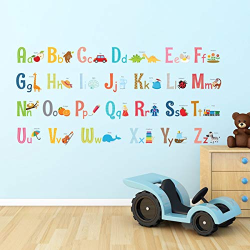 DECOWALL-DA-1701-Alphabet-ABC-with-Pictures-Kids-Wall-Stickers-Wall-Decals-Peel-and-Stick-Removable-Wall-Stickers-for-Kids-Nursery-Bedroom-Living-Room-Large-dcor