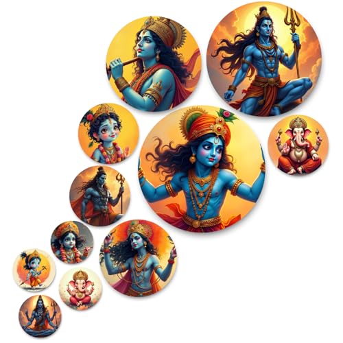 Image of RADIQORE Set of 11 Designer MDF Wooden Wall Hanging for Home Decoration | Office | Gift | Wall Decor Hanging Items | Wall Art | Living Room | Bedroom (Relegious)