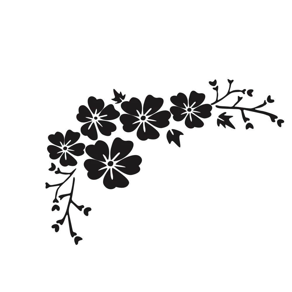 Car Sticker Blossom Flower Clusters Waterproof Vinyl Decal Body Door Window Exterior Decoration(Matt Black,1pcs)