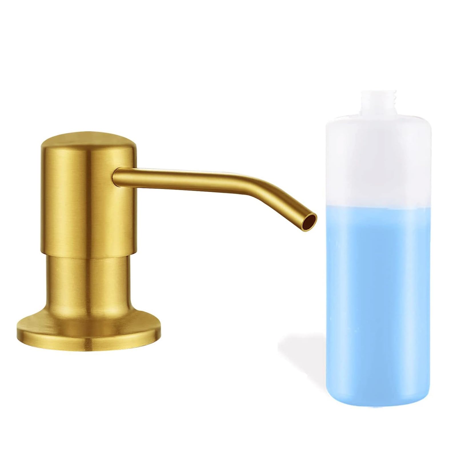 Maizoon Dispensador de Jabón de Acero Inoxidable para Fregadero de Cocina con Boquilla Larga Duradera y Botella de Gran Capacidad de 500ML /17OZ Adecuada para Baño Dorado