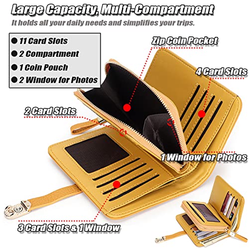 Elegant Grained Cowhide Bifold Small Wallet for Women Classic Simple RFID Blocking Credit Card Holder with Zip Coin Purse3