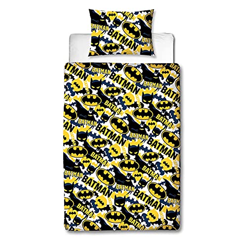 Character World Funda de edredón oficial de Batman con diseño de camuflaje | funda de edredón reversible azul de dos caras