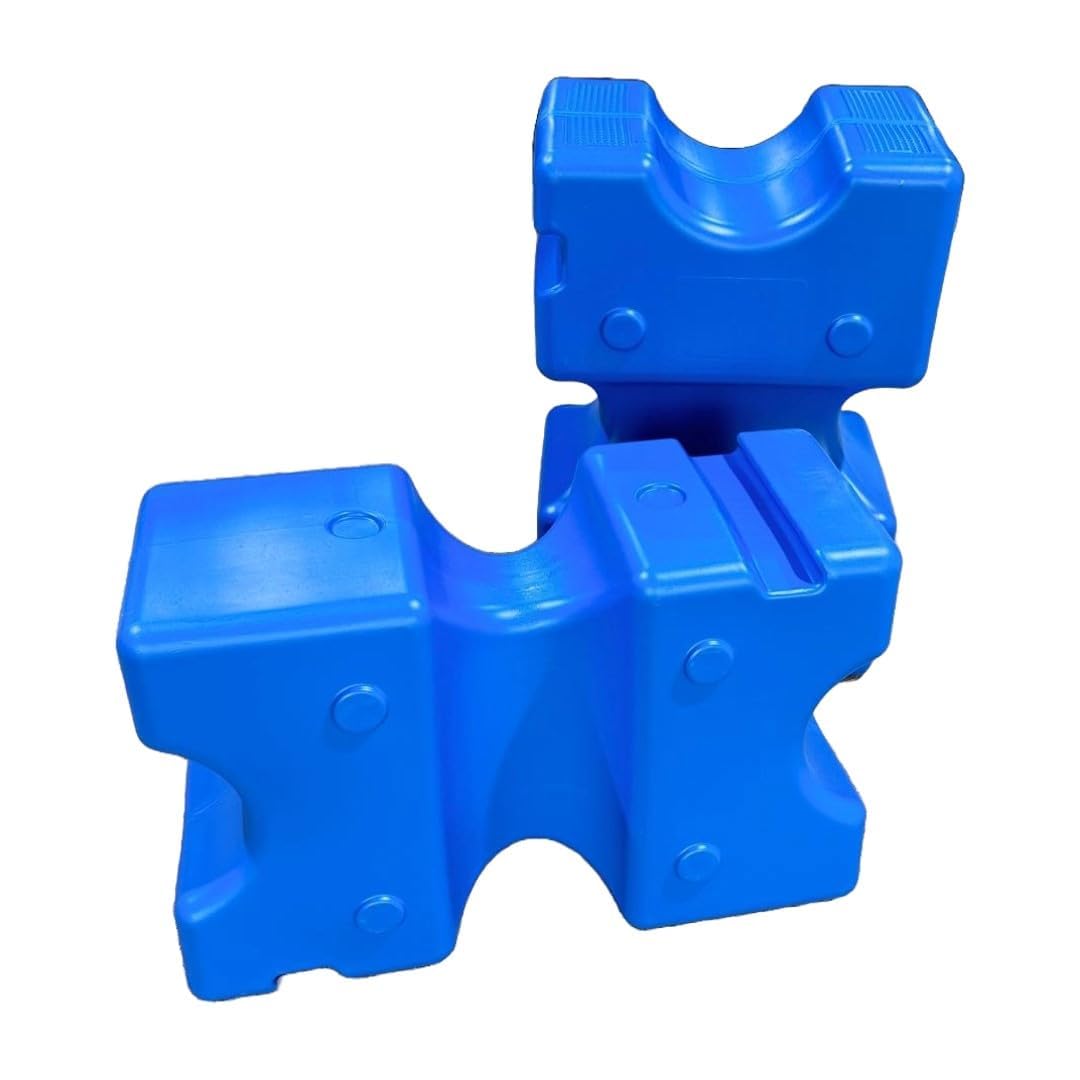 Equimed Cavaletti Jump Blocks - Large Equestrian Showjump Training Plastic Blocks with Circular Holes to Accommodate Round Poles (4pc, Blue) โ image 1