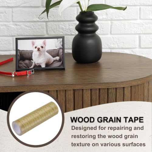 Image of PATIKIL Wood Grain Tape 7.9 inch x 15 Ft, Self-Adhesive Wood Texture Repair Tape Realistic Wood Effect Contact Paper Patch for Furniture Cabinets Floor Walls Home Decoration, Brown Oak