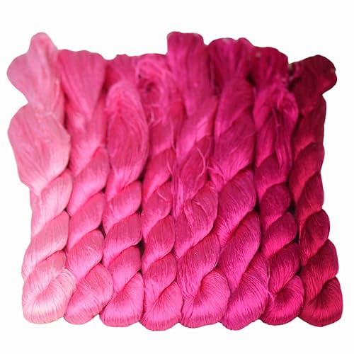 MINGGUXIUYI Natural 100% Silk Thread, Handmade Embroidery Thread Silk Floss 8 Colors 110m Each (106)