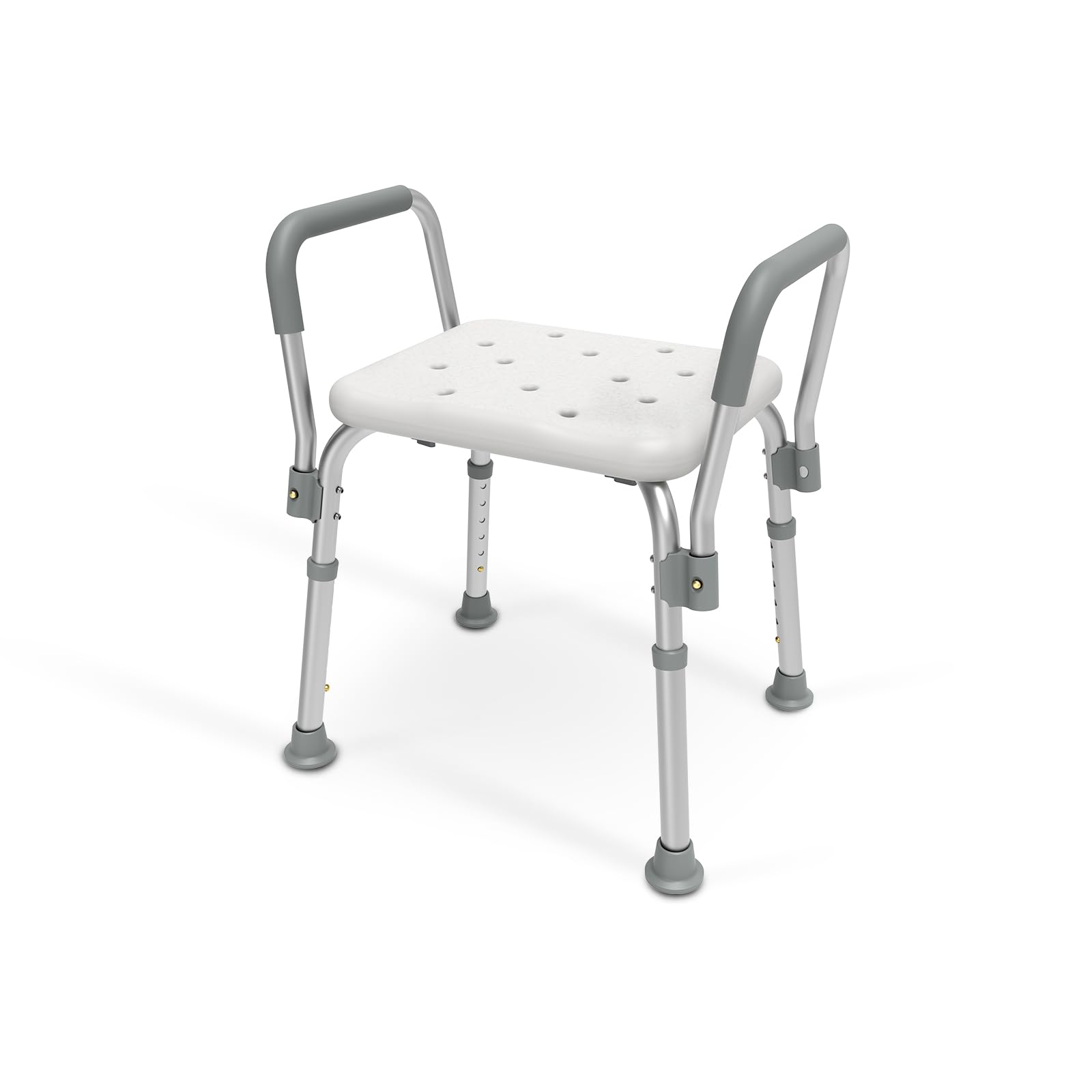 EMKE Duschstuhl für Senioren mit Armlehnen, Höhenverstellbarer Duschhocker Badhocker für Dusche Badewanne, Aluminium Badeschemel mit Tragegriff, Duschstühle Badezimmerhocker Belastbar bis 150 kg