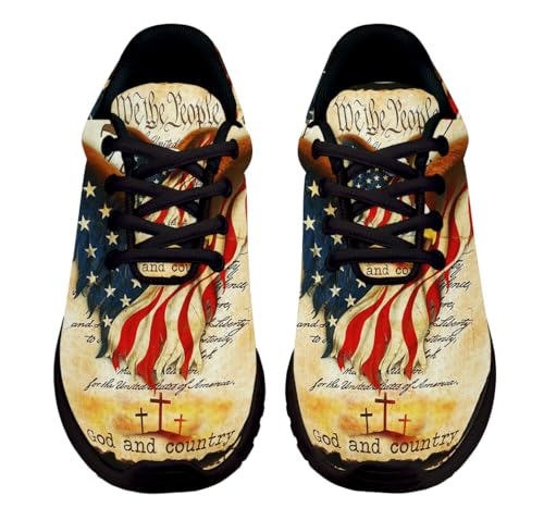 God and Country Patriotic American Flag Shoes for Women Men Trail Running Casual Fashion Sneakers Slip-on Tennis Shoes2