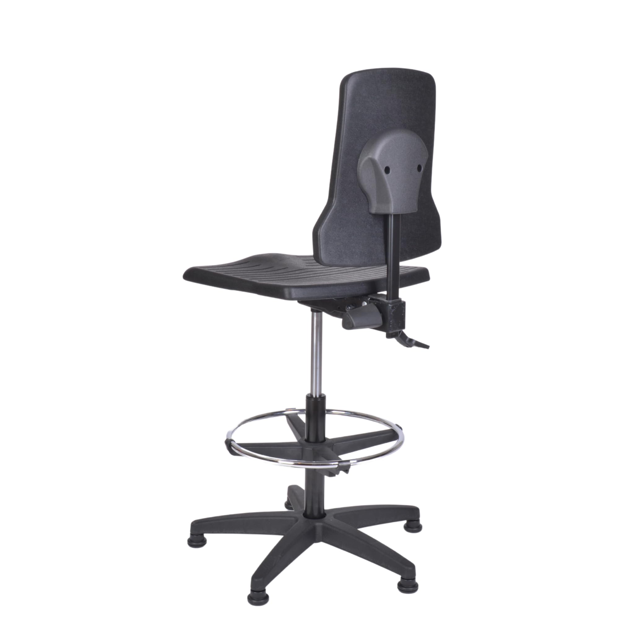 Topsit IND000120 Arbeitsstuhl aus Polyurethan, ergonomischer Arbeitsstuhl für Labor, Synchronmechanik, höhenverstellbar und leicht zu reinigen, Stabiler Sockel mit Metallfußring und Füßen.