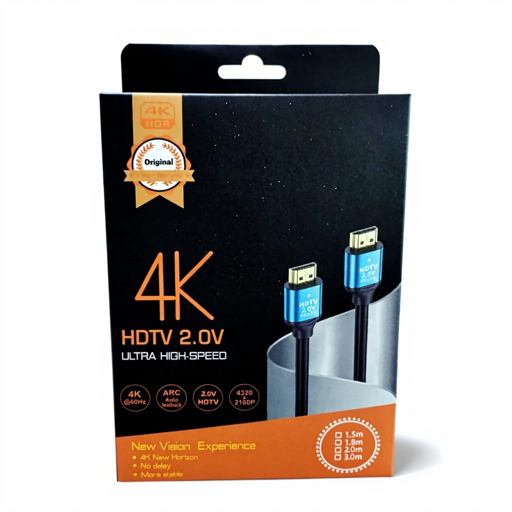 1m HDMI 20 Cable | 4K 60Hz Support for Monitors, TVs, Projectors Gold-Plated Connectors, Aluminum Shell, Stable High-Definition Signal