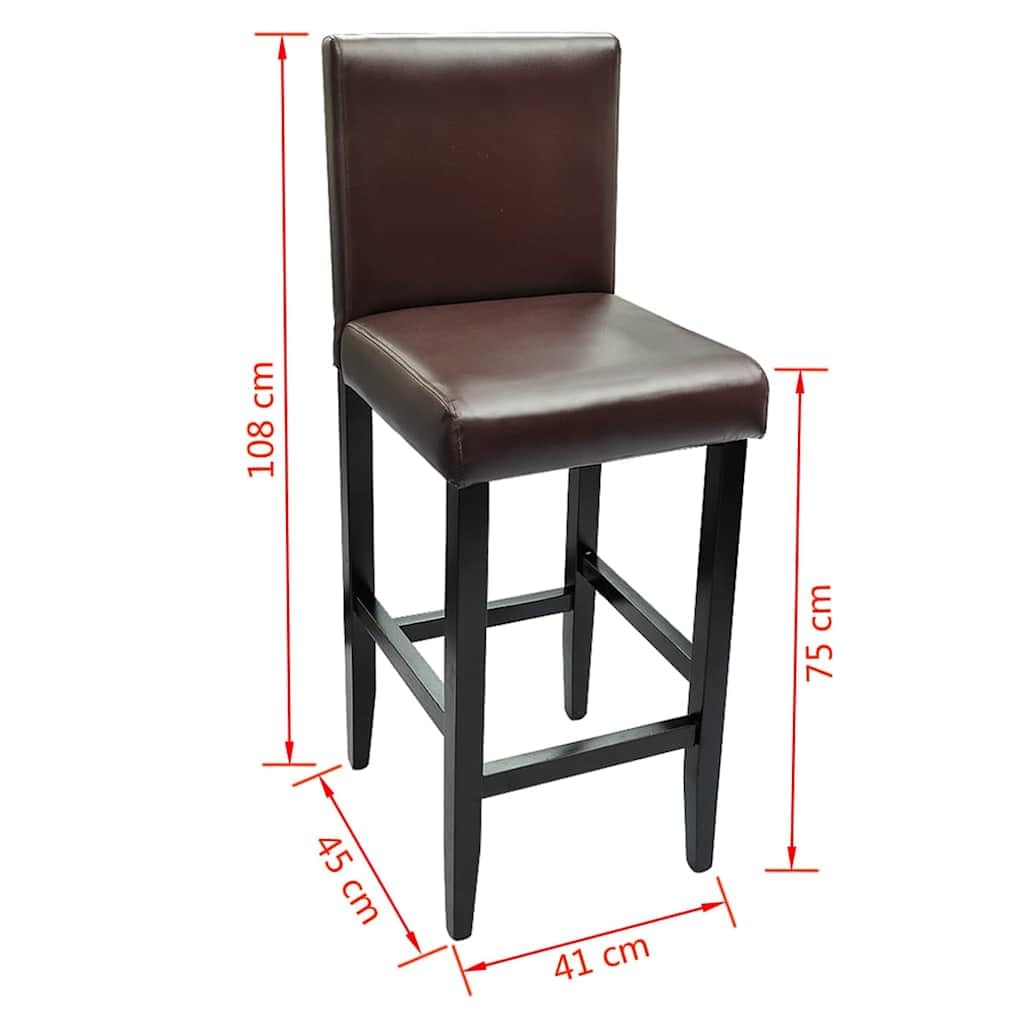 Hothingwell Tabourets de Bar Lot de 6 Marron Foncé Similicuir