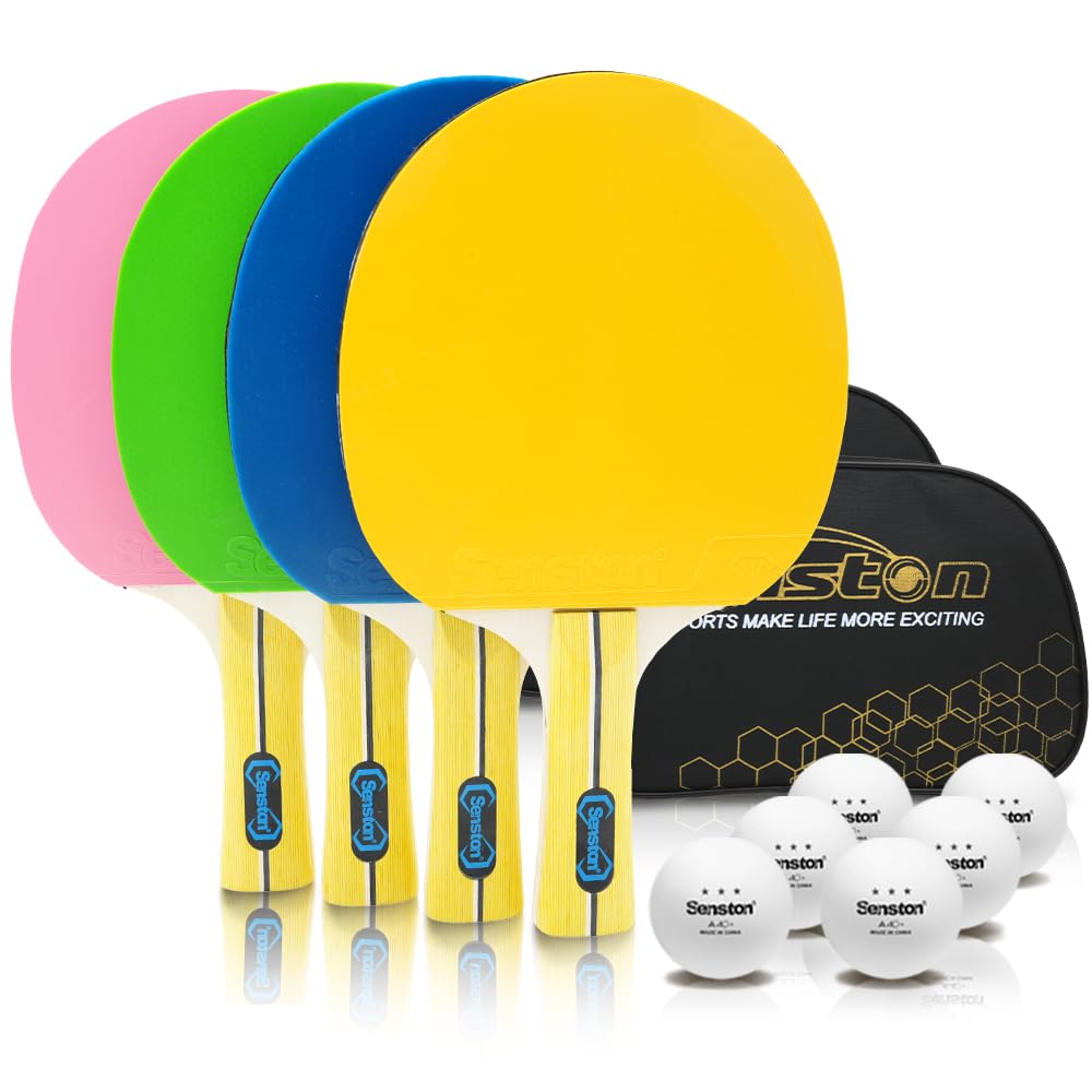 Senston Lot de 4 raquettes de ping-pong tendance, parfaites pour la famille et les amis | Les meilleures raquettes de tennis de table