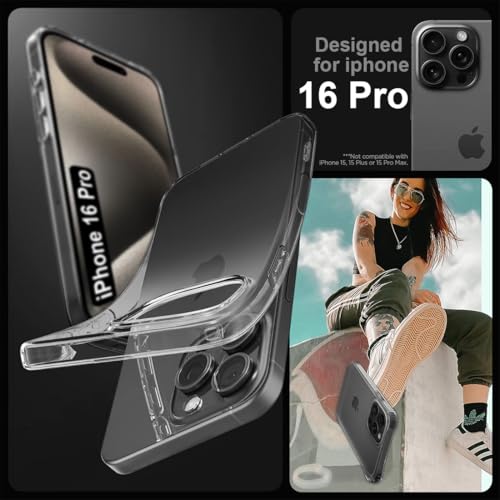 Image of Fashionury Crystal Clear Case for iPhone 16 Pro | Yellowing Resistance | Transparent TPU Silicone | Raised Camera Lips | Slim Transparent Cover