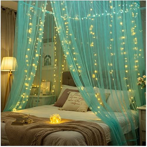Image of Special You Canopy Tent for Decoration, Canopy for Bedroom, Unstitiched Turquoise net Cloth for Decoration 5 mtr Long, Aesthetic Room Decor, Backdrop for Decorations
