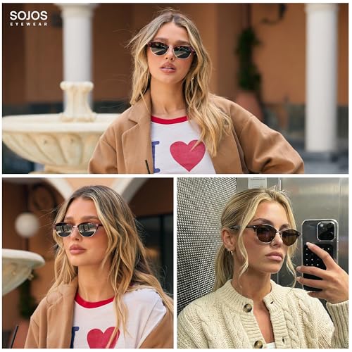 Image of SOJOS Trendy Oval Polarized Sunglasses for Women Retro Cute Shades Sunnies SJ2687