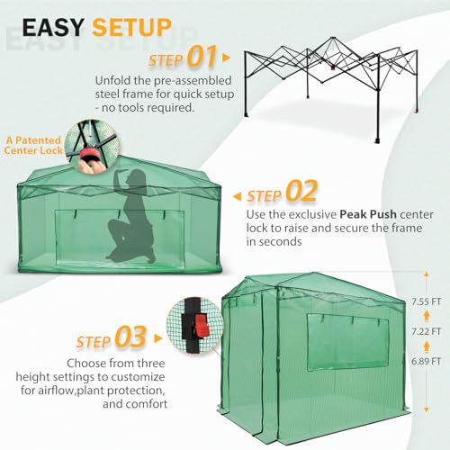 Image of EAGLE PEAK 8x6 Easy Setup Pop Up Greenhouse, Clear /Green