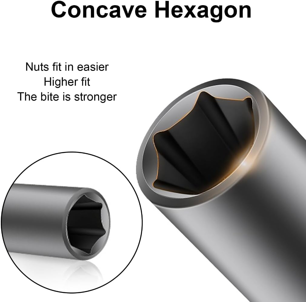 1/4Hex Socket Set 150mm Deepens Nut Driver Drill Bit 5.5-19mm Impact Socket