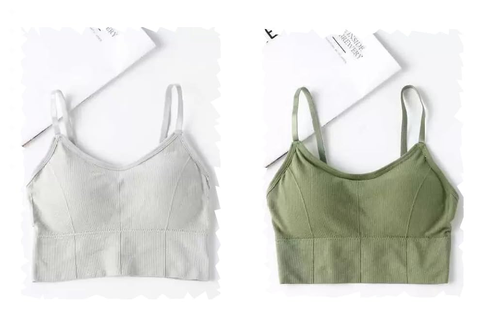 Acnos Cotton Pack of 2 Women Sports Lightly Padded Bra Combo (Free Size Fit Up To 28-30-32-34)