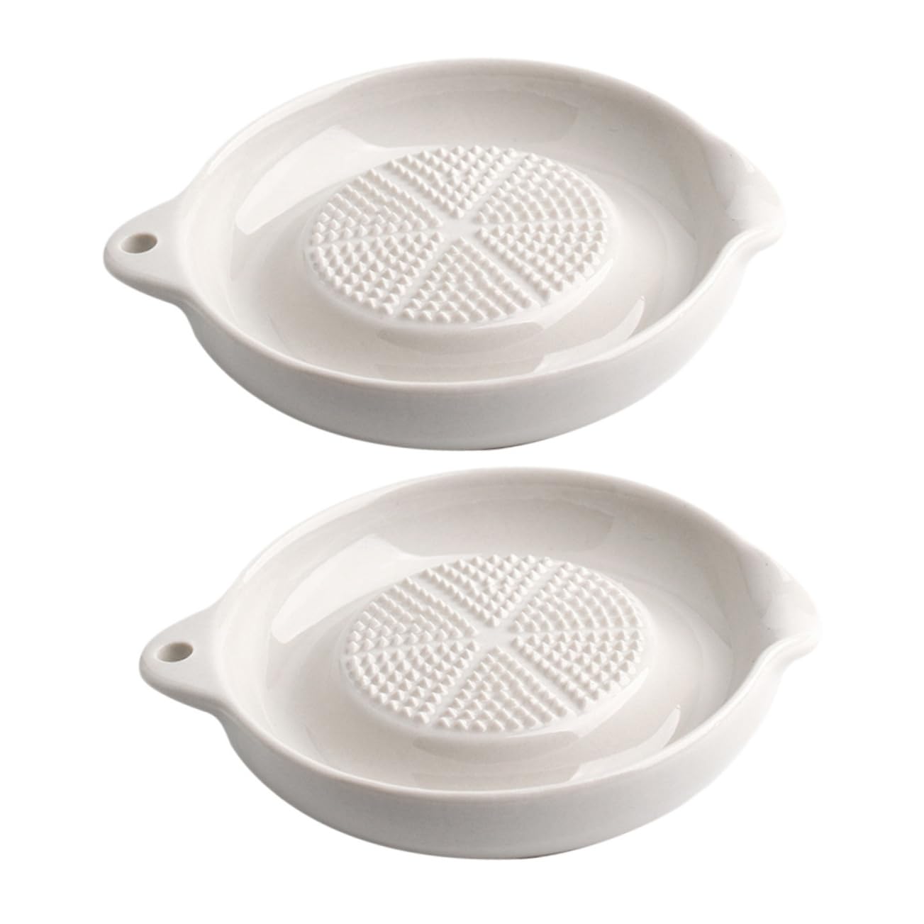 OKUMEYR 2 Pcs Ceramic Grinding Bowls for Garlic Ginger and Potato Food Mashers for Fruits and Vegetables and Easy to Use Kitchen Tools White