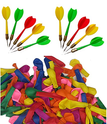 500 Pcs Assorted Color Latex Dart Balloons Water Balloon with 10 Pcs Plastic