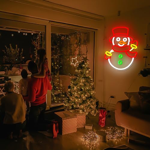 Image of Christmas Neon Signs for Wall Decor Snowman Neon Light Christmas LED Sign USB Dimmable Light Sign for Party Xmas Decor Presents