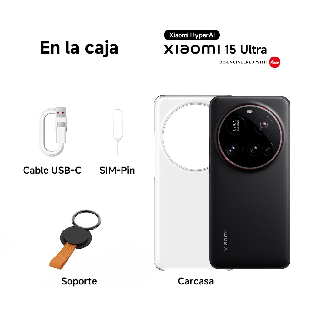 Xiaomi 15 Ultra - Smartphone de 16+512GB, Lente óptica Leica Summilux, Snapdragon 8 Elite, Pantalla AMOLED WQHD+ de 6,73" 120 Hz, HyperCharge de 90W, Cargador no Incluido, Plata cromada (Versión ES)