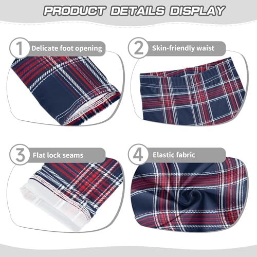 Girls Leggings Red Blue Tartan Plaid Kids Length Leggings Pants Toddler Athletic Soft Tights Trousers 4T3