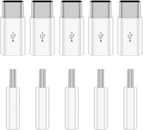 Paquete de 10 adaptadores micro USB a USB C, adaptador USB tipo C, conector de conversión compatible con todos los teléfonos USB-C, tableta, laptop,