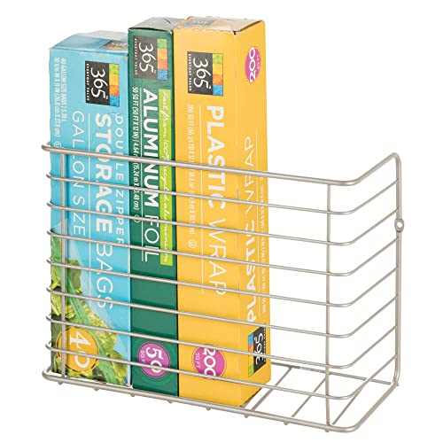 Mdesign Farmhouse Metal Wire Wall & Cabinet Door Mount Kitchen Storage Organizer Basket Rack - Mount To Walls And Cabinet Doors In Kitchen, Pantry, And Under Sink - Satin #TOP3