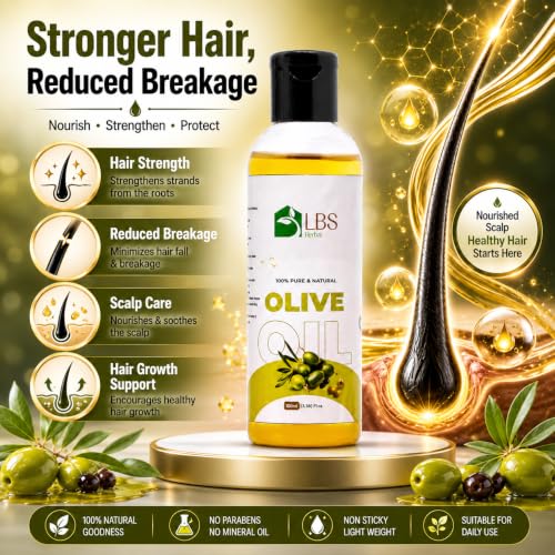 Image of LBS Pure Sweet Oils - 100% Extra Virgin Natural Cold-Pressed, Moisturizing Oils For Skin, Hair & Nails - Rich In Vitamins E & A, Hair Growtth, Softens Skin 100Ml (100ml Pack of 3, Olive)