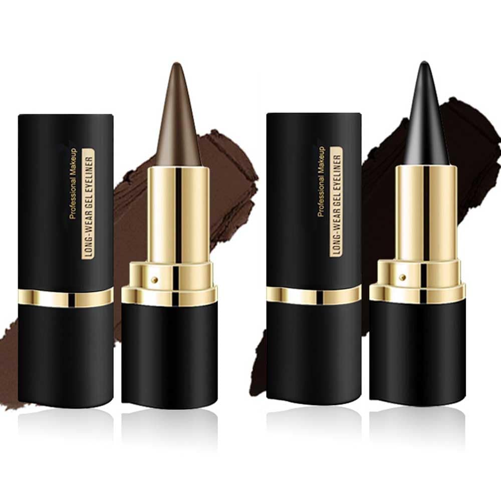 2 Pieces Brown & Black Eyeliner Cream, Smoky Eyeshadow Pencil Set