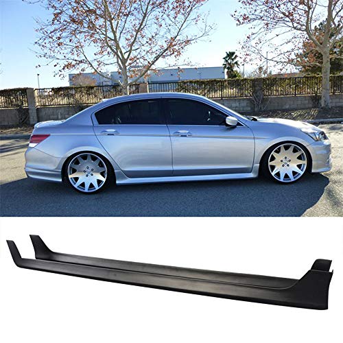 FREEMOTOR802 Compatible with 2008-2012 Honda Accord Sedan Side Skirts, Unpainted Black PP Rocker Panels