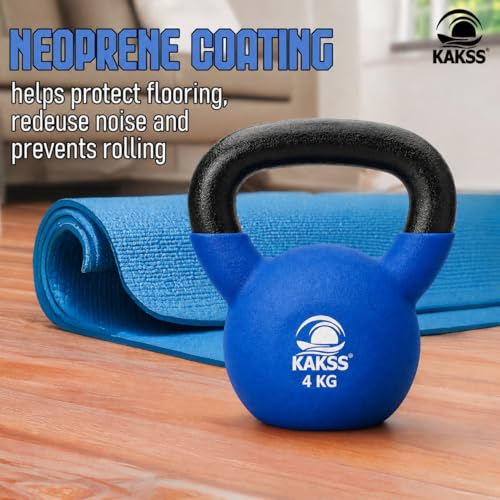 Image of Kakss Half Coating Neoprene Kettlebell (BLUE, 4 KG)