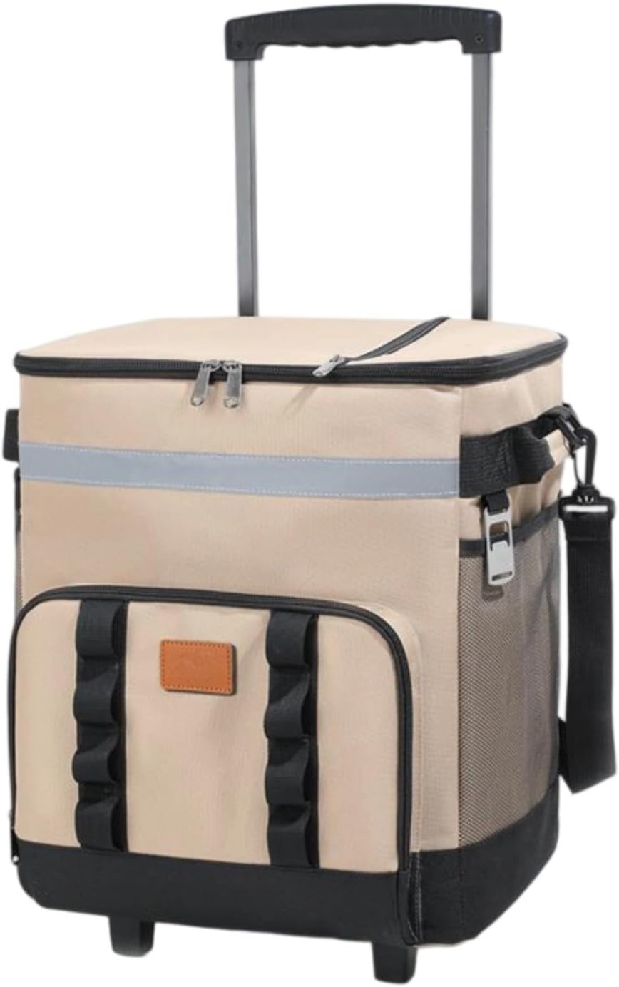 大容量ローリング断熱クーラーバッグ 格納式ハンドルホイール付き アウトドア ピクニック キャンプ ビーチ ヘビータイプ ローリングク