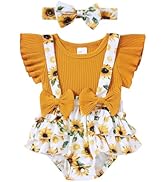 UNICOMIDEA Baby Girls Clothes 0-18 Months Bodysuit Ruffle Sleeve Newborn Outfit Romper with Headband