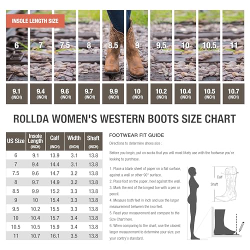 Image of HISEA Rollda Cowboy Boots for Women, Cowgirl Boots, Comfortable Western Boots with Pointed Toe Stitched Embroidery for Country Concert Dancing Wedding Traveling Daily Outfits