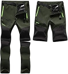 SANMIO Pantaloni Trekking Uomo Esterno Asciugatura Veloce Funzionali Leggeri Traspiranti Convertibile Pantaloncini Softshell Pantaloni da Arrampicata Casual