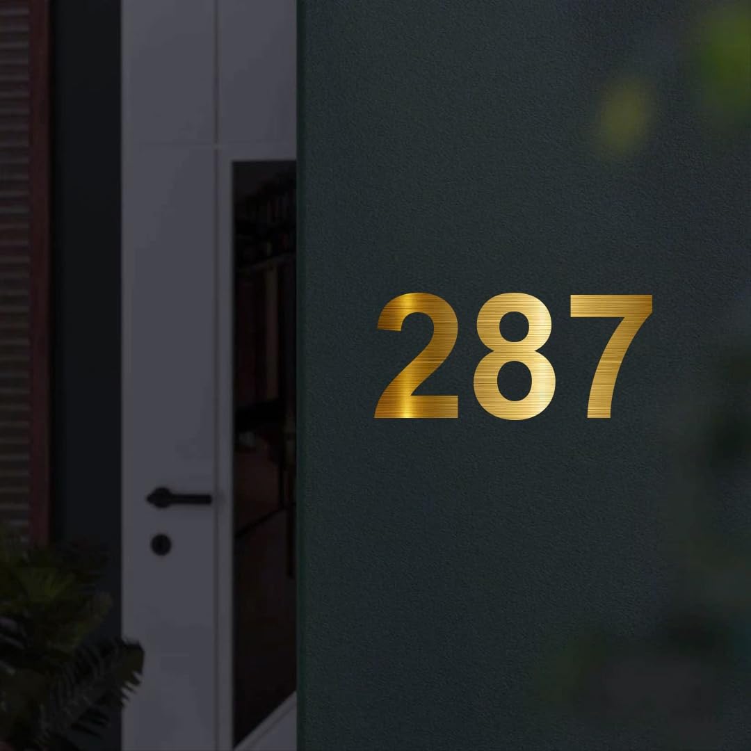 Hotel Room Number Plate - 287|Gold brushed type acrylic Lasercut number| Size: 127mm X 63mm | Easy installation type double sided tape fixed on backside-image-6