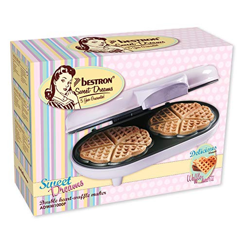 Bestron Doppel-Waffeleisen für klassische Herzwaffeln, Waffelmaker mit Antihaftbeschichtung, 1000 Watt, Rosa – Bild 6