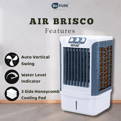 Image of Bepure Brisco 12L Air Cooler | Air Delivery upto 1500 M3 /H | Low Noise Operation | Low Power Consumption | 3 Side Honeycomb Cooling Pad