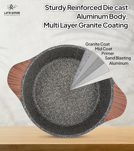 Image of LIFE SMILE Cookware Set - Non Stick Pots and pan set Induction Base, Granite Coating 100% PFOA FREE, Die Cast aluminum Body Kitchen Set (Gold, 8 Pieces)