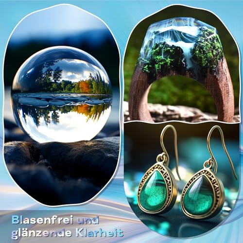 IModeur Transparentes Epoxidharz - 1L/34 oz Selbstnivellierendes Kristall Epoxidharz - Kein Vergilben, keine Blasen UV-beständiges Gießharz für Kunsthandwerk, Schmuckherstellung (16oz x 2)