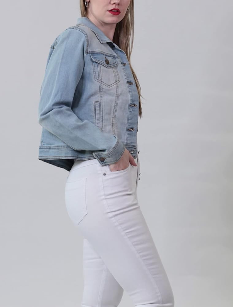 JOUJOU Women's Plus Size Lightweight Denim Jacket