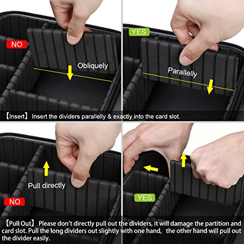 VASKER Makeup Case Travel Makeup Bags Organizer for Women Professional Leather Cosmetic Bag Train Case Box Storage Black Portable Brush Holder with Adjustable Divider Gift for Girl Women