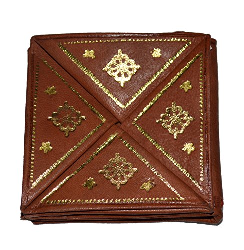 Treasures Of Morocco Moroccan Wallet Coin Genuine Leather Bi-fold Handmade Pocket Unisex Brown