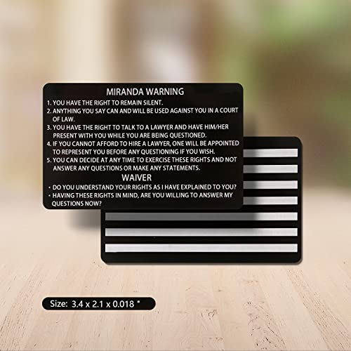 5 PCS Black Metal Miranda Warning Card With American Flag, Laser Engraved Insert Card Gift4