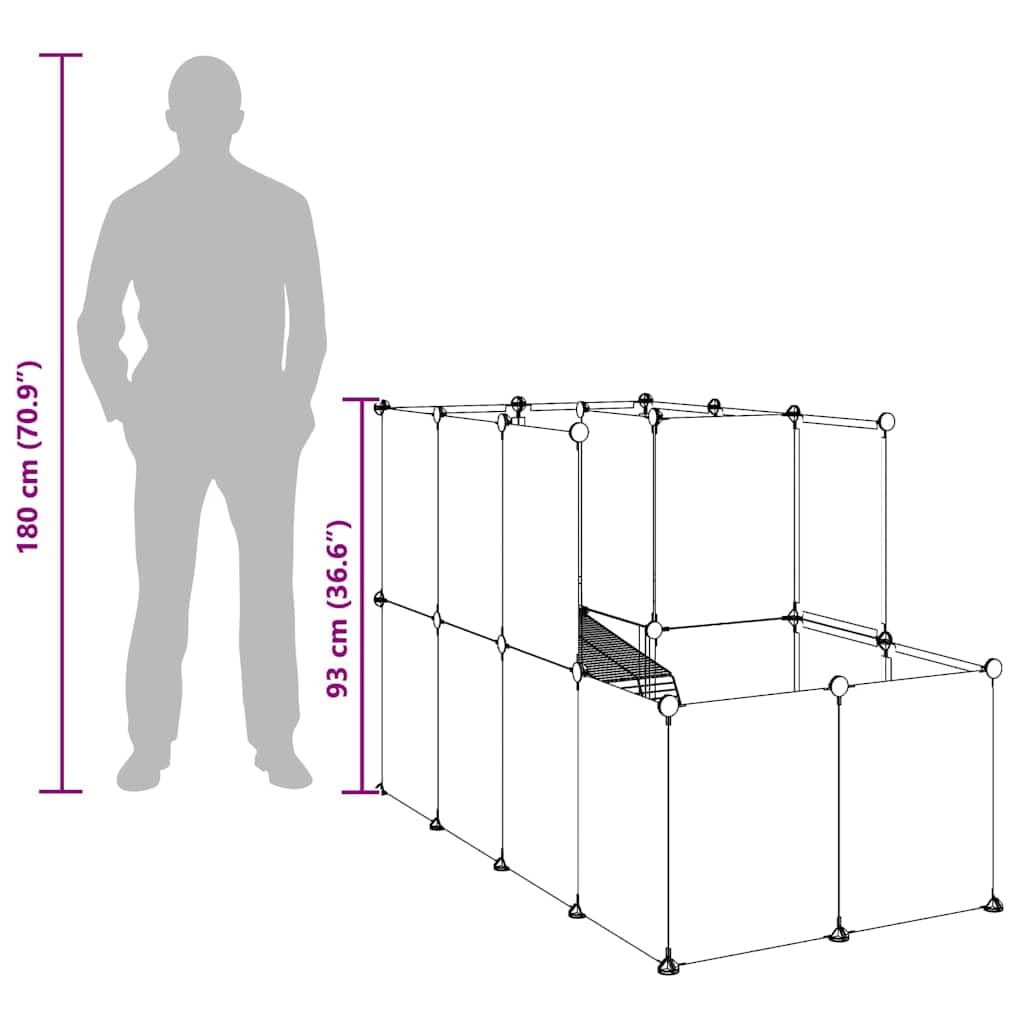 Jaula transparente para animales pequeños, 142 x 74 x 93 cm, polipropileno y acero, con plataforma y rampa, casa para roedores para conejos, cobayas, hámsters interiores y exteriores