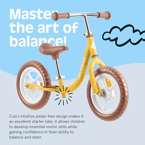 Image of Retrospec Cub Toddler Balance Bike for Ages 18 Months - 3 Years - 12in No-Pedal Beginner Bicycle with Adjustable Seat, Puncture-Proof Tires & Safe Low Frame Design