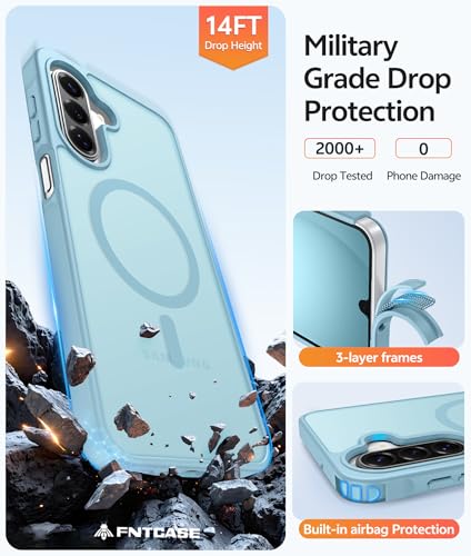 Image of FNTCASE for Galaxy A17 /A16 5G Phone Case: for Samsung A17 Cases [Compatible with Magsafe] [Screen Protector] Matte Translucent Military Grade Protection for Samsung A 17 & A 16 4G Cover - Teal