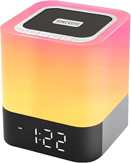 Homcasito Night Light Bluetooth Speaker Touch Control Bedside Lamps Dimmable Colorful Table Lamp for Teenager, Bedroom, Gaming Room, Living Room, Camping